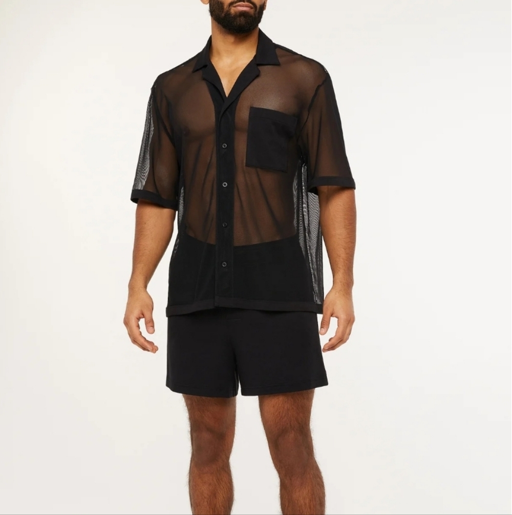 Savage X Fenty Black Sheer Button Down Shirt